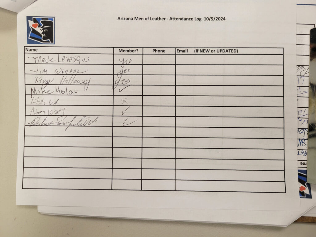 AML Sign-in Sheet - October 5, 2024