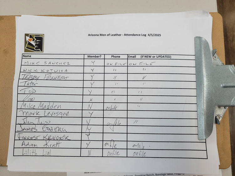 AML Sign Up Sheet - April 5, 2025