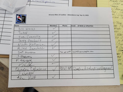 Sign Up Sheet September 12 2025