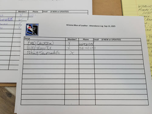 Sign Up Sheet September 12 2025