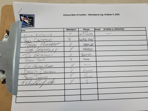 AML Signup Sheet - October 4, 2025